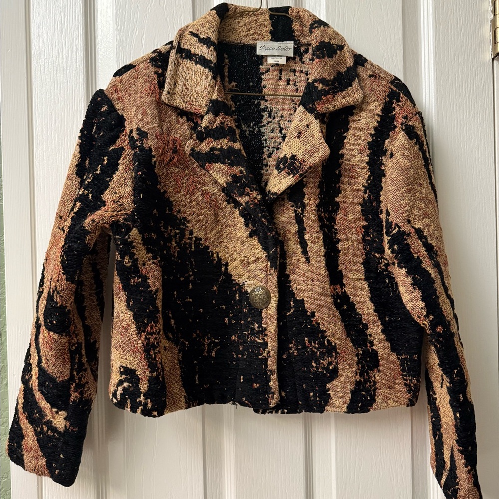 Vintage Style Paco Soler Black and Brown Jacket